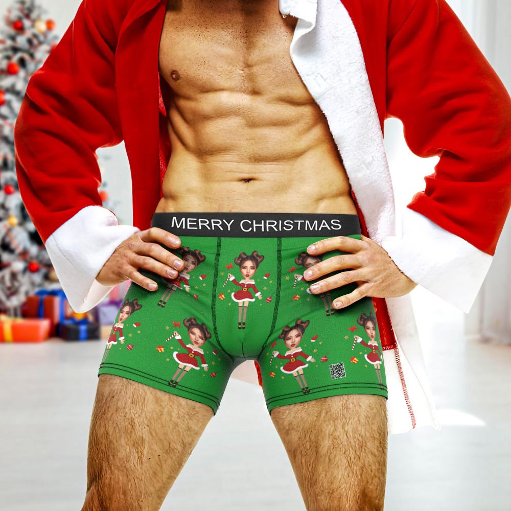 Foto personalizada Boxer Santa Claus Cara Ropa interior Pareja